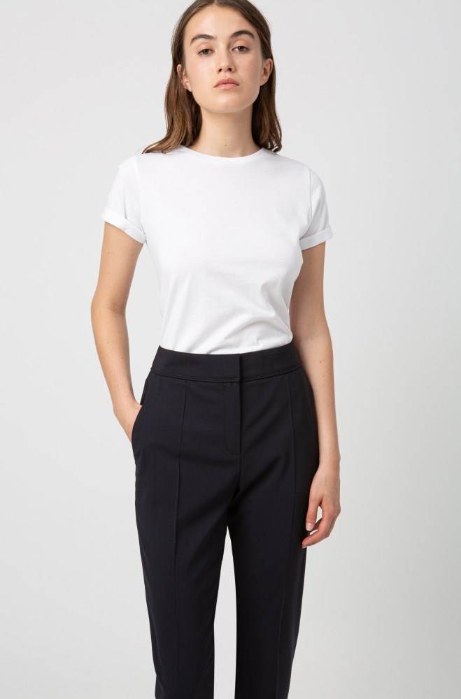 Hugo Boss Regular-fit cropped trousers Mørke Blå | Ma3TtGGw