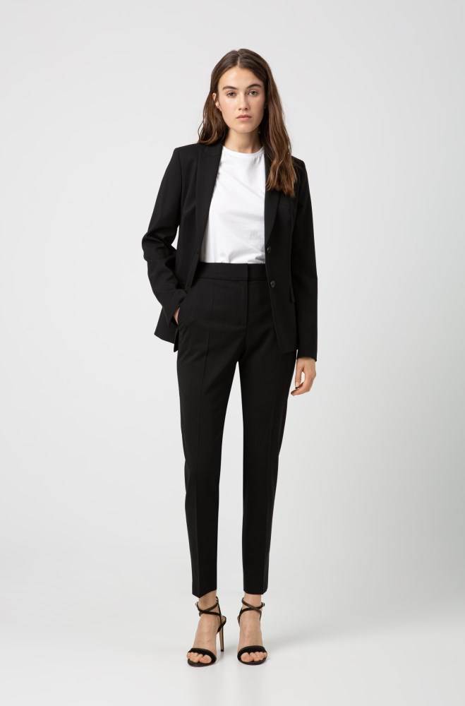 Hugo Boss Regular-fit cropped trousers Svarte | b7gruRUx