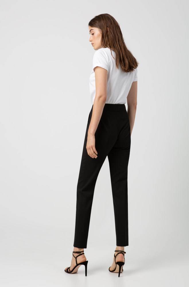 Hugo Boss Regular-fit cropped trousers Svarte | b7gruRUx