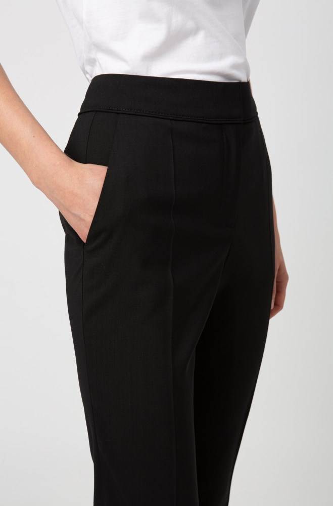 Hugo Boss Regular-fit cropped trousers Svarte | b7gruRUx