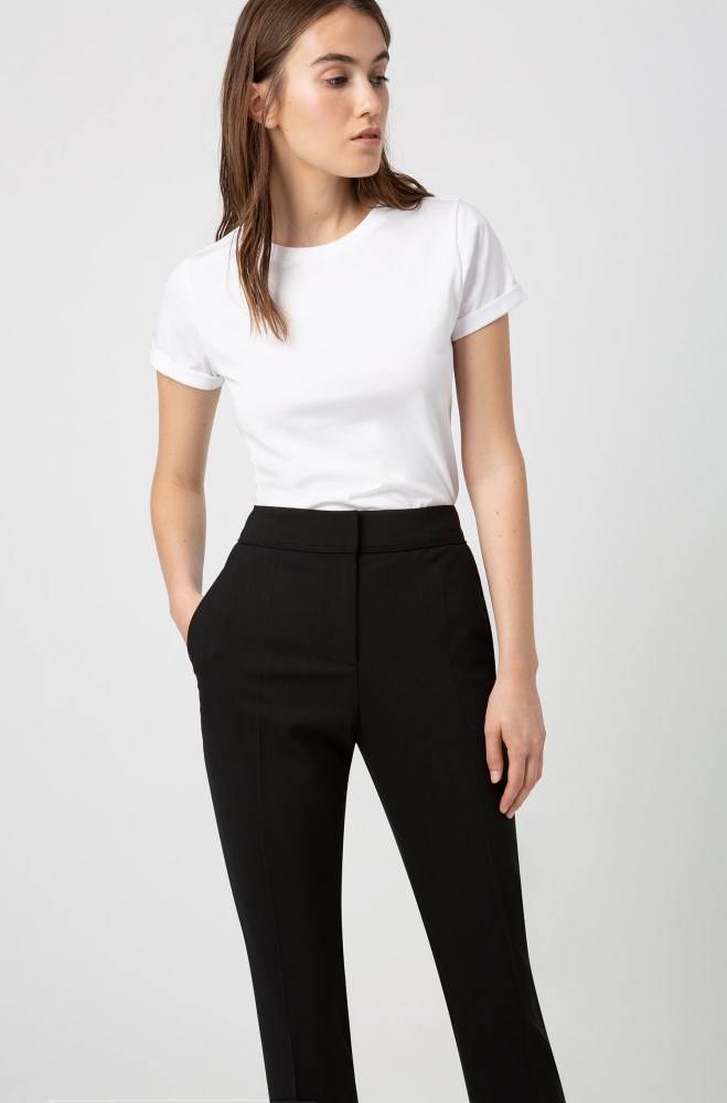 Hugo Boss Regular-fit cropped trousers Svarte | b7gruRUx