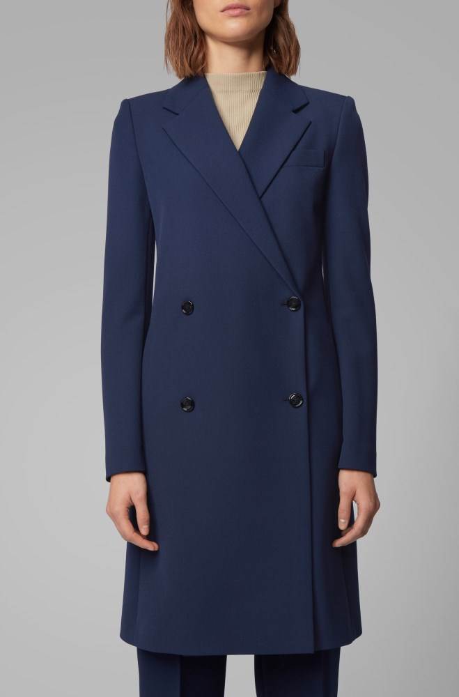 Hugo Boss Regular-fit double-breasted coat Lyse Blå | eA6XHOtz