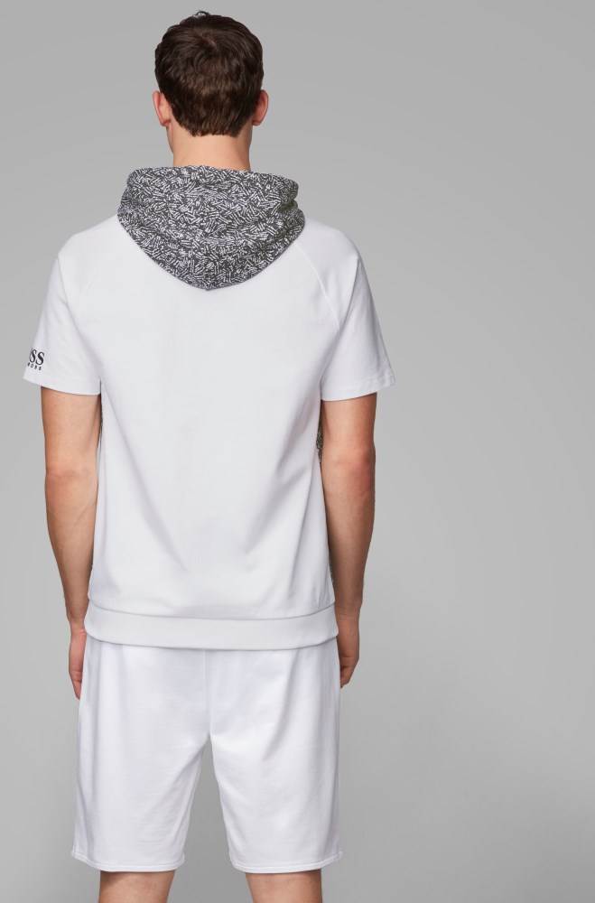 Hugo Boss Regular-fit hooded loungewear T-shirt Mørke Blå | 291lPOyV