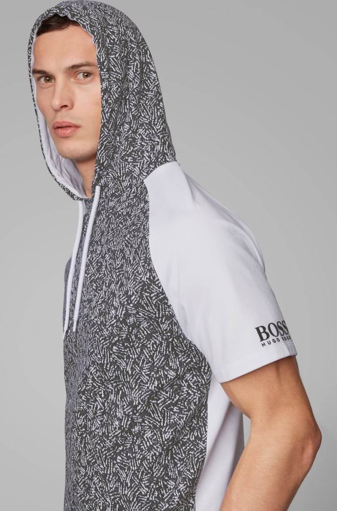 Hugo Boss Regular-fit hooded loungewear T-shirt Mørke Blå | 291lPOyV