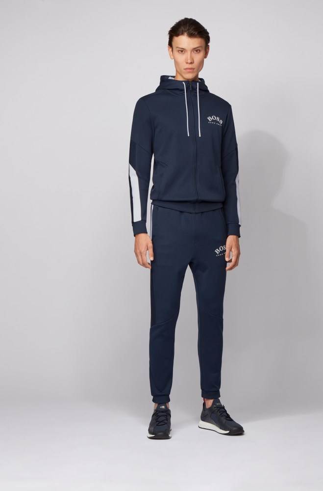 Hugo Boss Regular-fit hooded sweatshirt Mørke Blå | Jwmh91F4