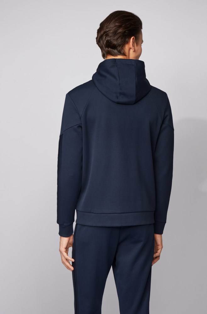 Hugo Boss Regular-fit hooded sweatshirt Mørke Blå | Jwmh91F4