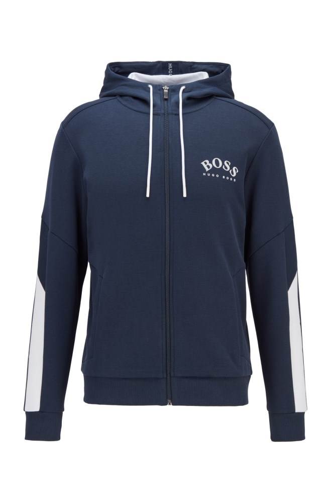 Hugo Boss Regular-fit hooded sweatshirt Mørke Blå | Jwmh91F4