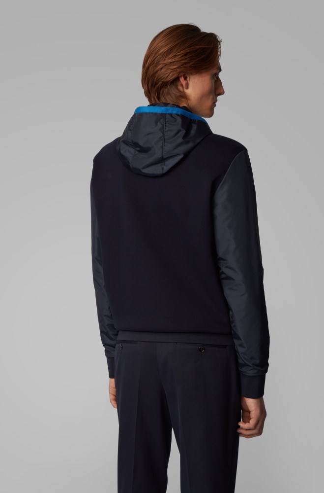 Hugo Boss Regular-fit hooded sweatshirt Mørke Blå | caLYnCF6