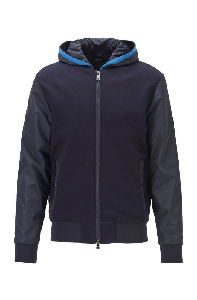 Hugo Boss Regular-fit hooded sweatshirt Mørke Blå | caLYnCF6