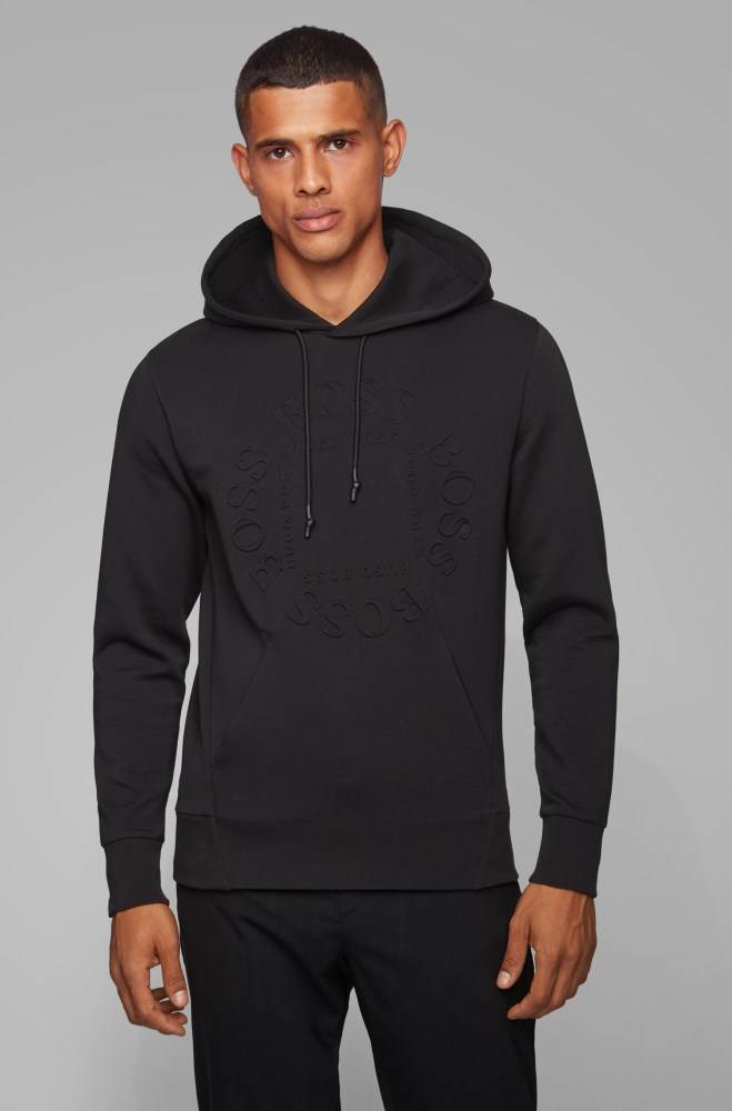 Hugo Boss Regular-fit hooded sweatshirt Svarte | x3r09Kx8