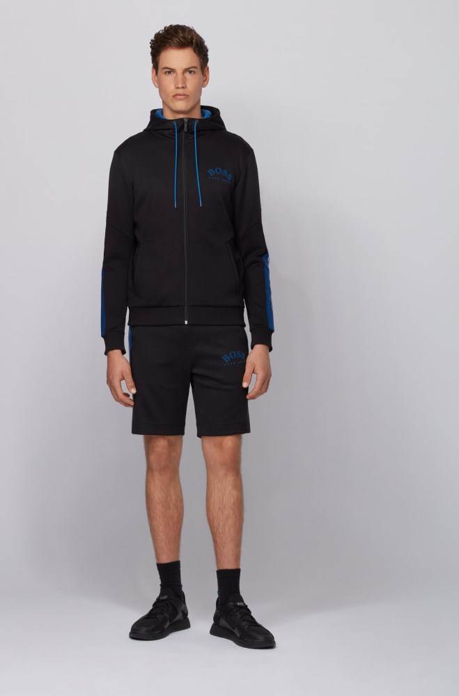 Hugo Boss Regular-fit hooded sweatshirt Svarte | zVLbInZa