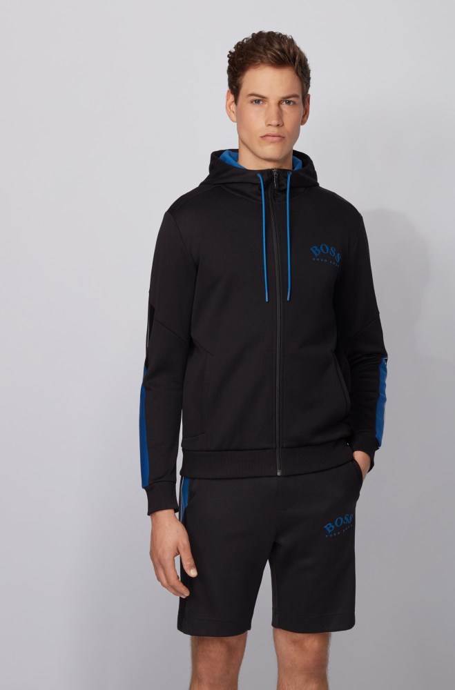 Hugo Boss Regular-fit hooded sweatshirt Svarte | zVLbInZa