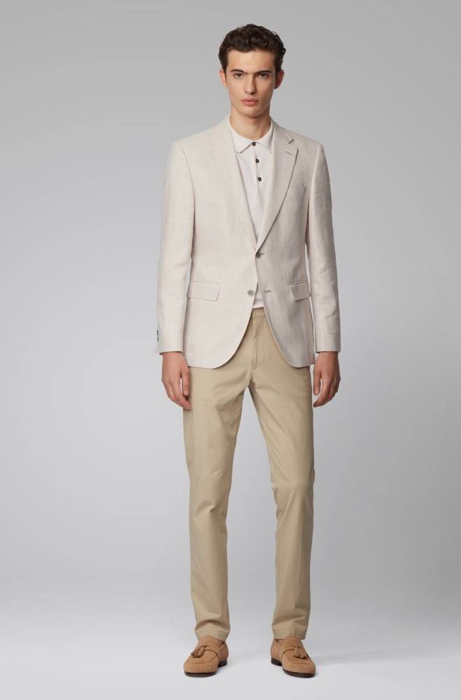 Hugo Boss Regular-fit jacket Lyse Beige | JOy0tklB