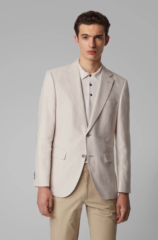 Hugo Boss Regular-fit jacket Lyse Beige | JOy0tklB