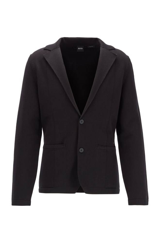 Hugo Boss Regular-fit jacket Svarte | aSZK9DRa