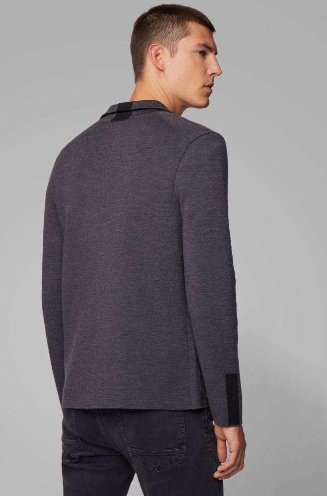 Hugo Boss Regular-fit jacket knitted Grå | EYVi9alO