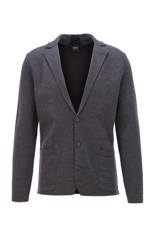 Hugo Boss Regular-fit jacket knitted Grå | EYVi9alO