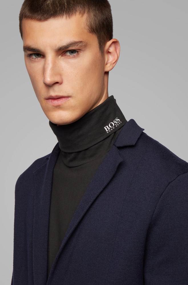 Hugo Boss Regular-fit jacket knitted Mørke Blå | 1OmrGrjF