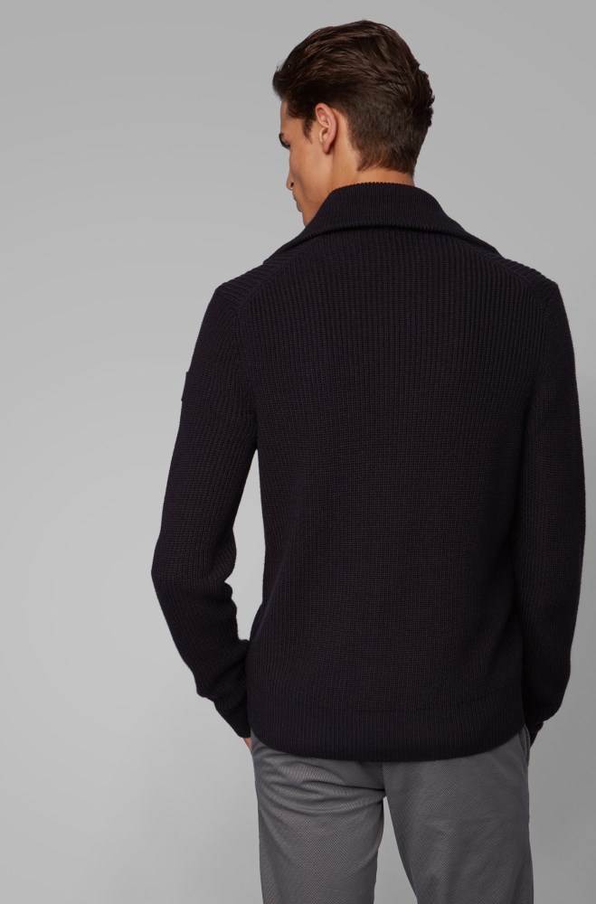 Hugo Boss Regular-fit knitted jacket Mørke Blå | Sj14MAO1