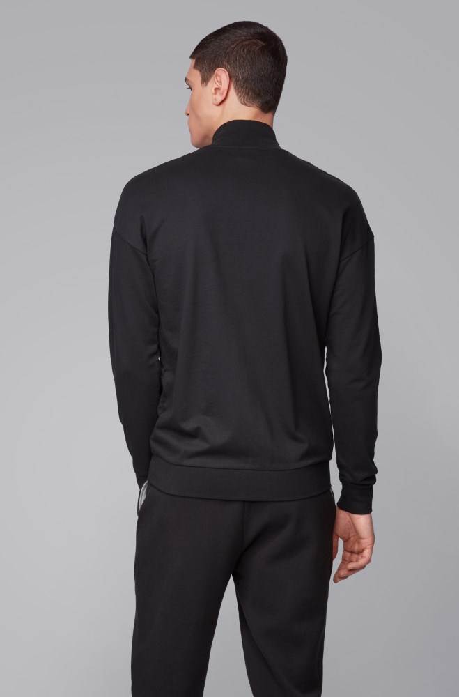 Hugo Boss Regular-fit loungewear jacket Svarte | 0iKmeumi