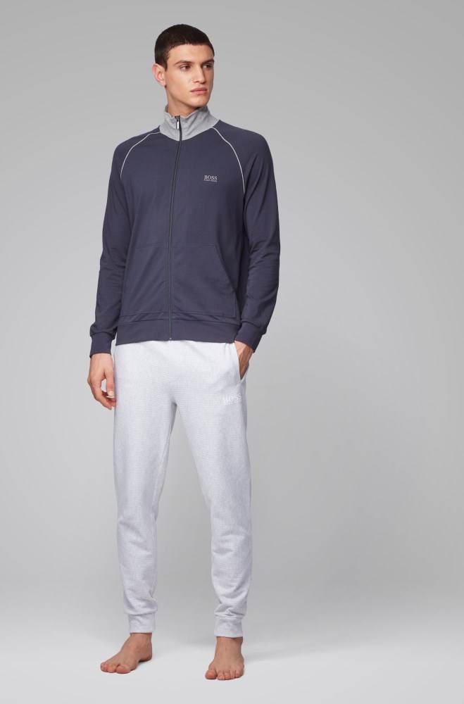 Hugo Boss Regular-fit loungewear jacket Mørke Blå | Fm9CjcLX