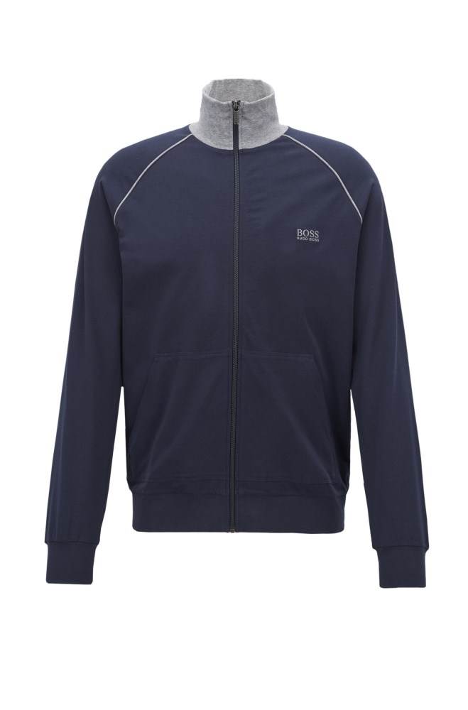 Hugo Boss Regular-fit loungewear jacket Mørke Blå | Fm9CjcLX