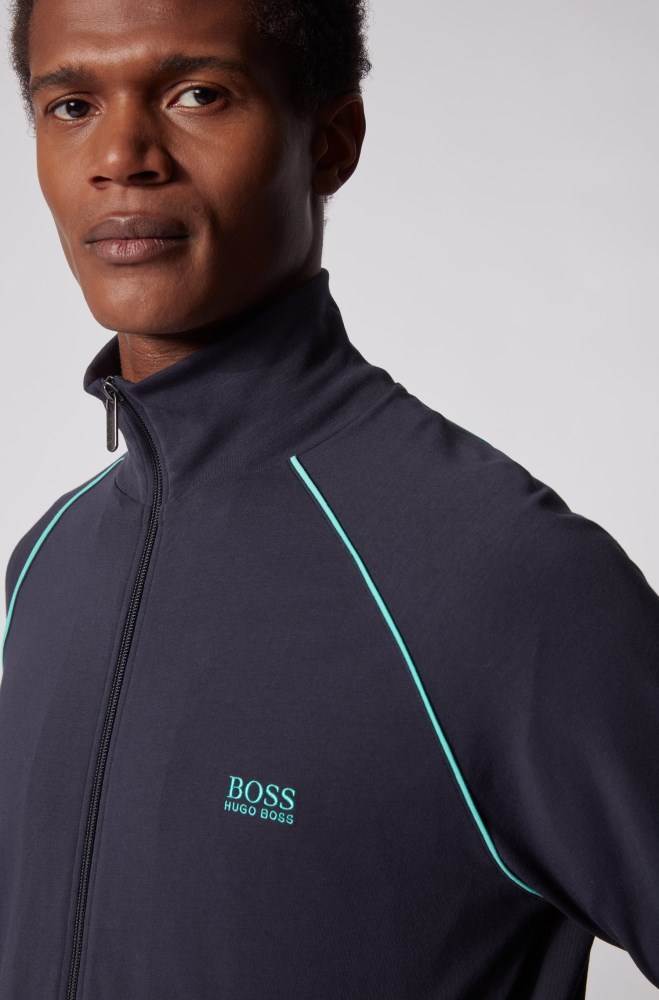 Hugo Boss Regular-fit loungewear jacket Lyse Blå | JoCowG0C