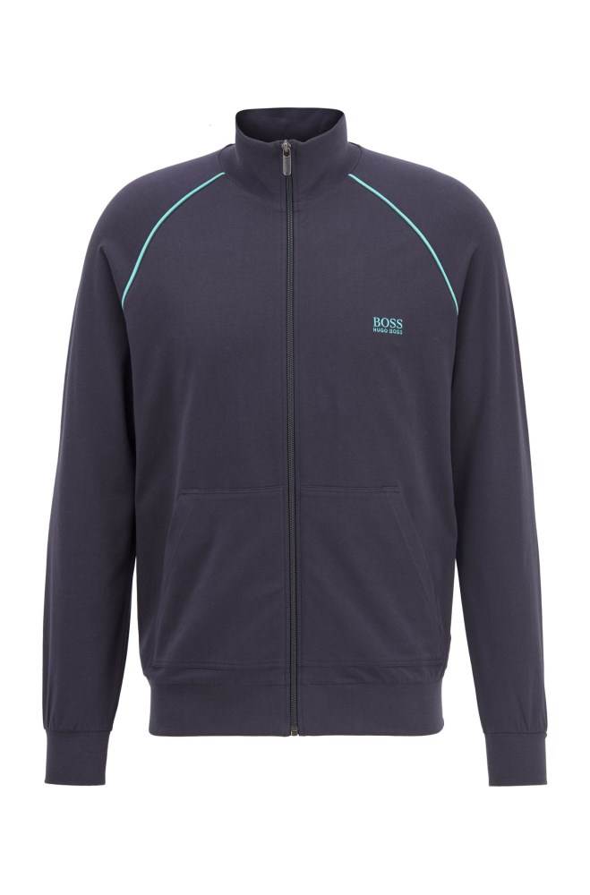 Hugo Boss Regular-fit loungewear jacket Lyse Blå | JoCowG0C