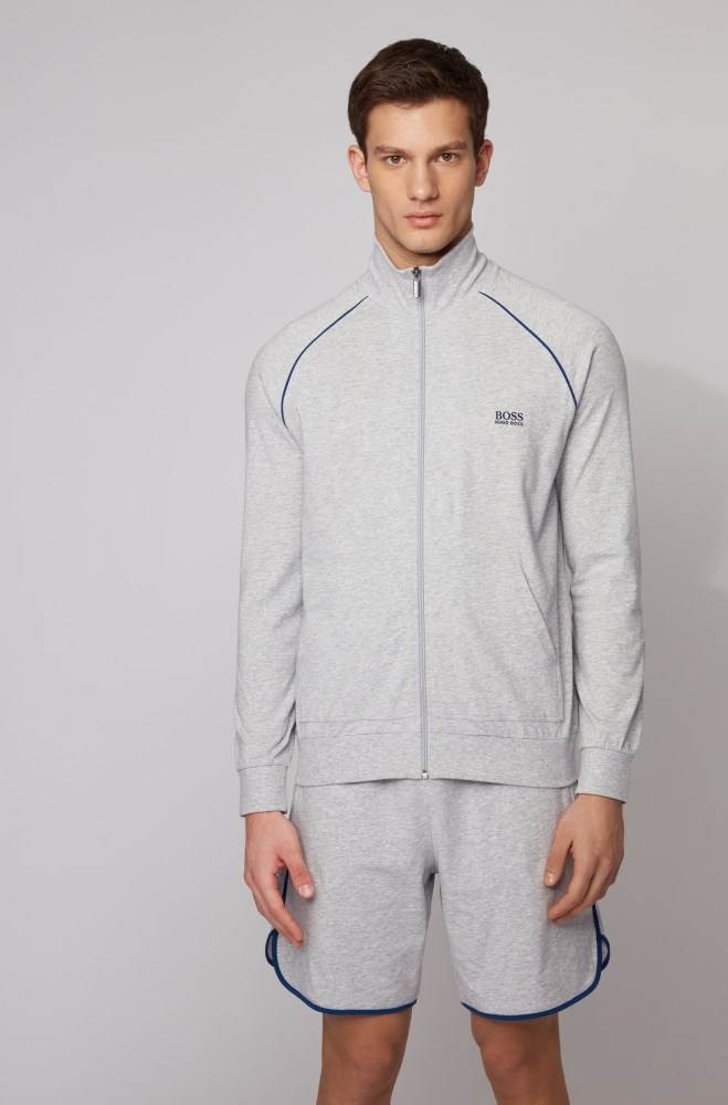 Hugo Boss Regular-fit loungewear jacket Lyse Grå | m0YsbXrV