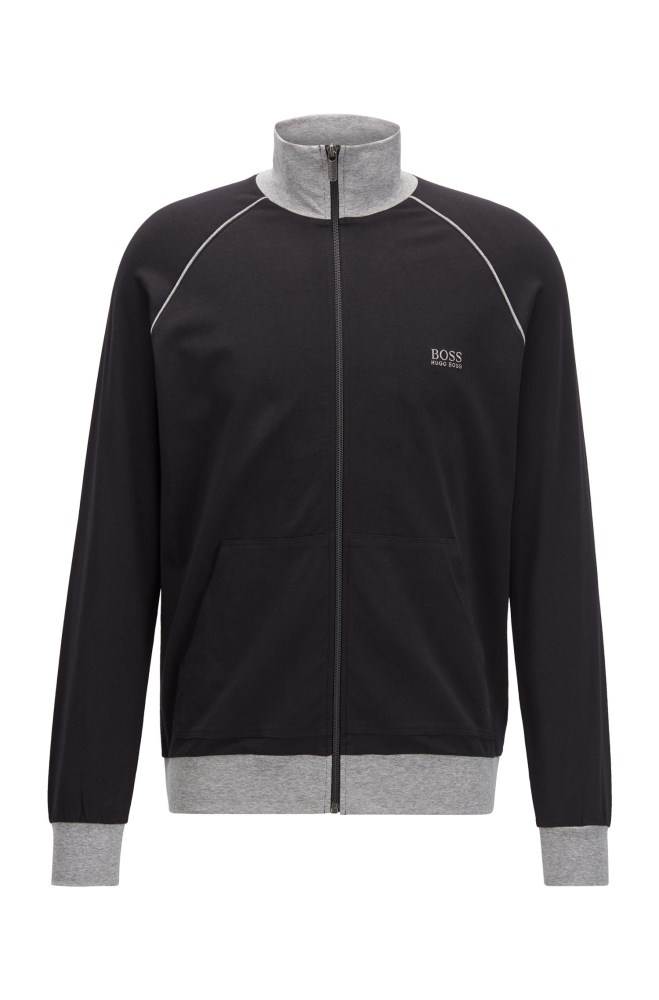 Hugo Boss Regular-fit loungewear jacket Svarte | rBTZeZCx