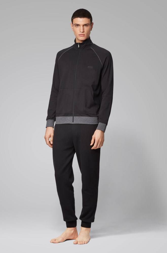 Hugo Boss Regular-fit loungewear jacket Svarte | uYW9jVJd