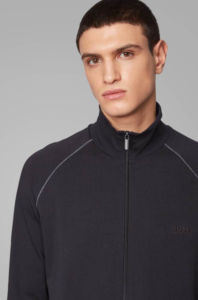 Hugo Boss Regular-fit loungewear jacket Svarte | uYW9jVJd