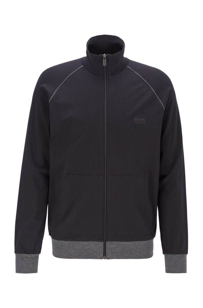 Hugo Boss Regular-fit loungewear jacket Svarte | uYW9jVJd