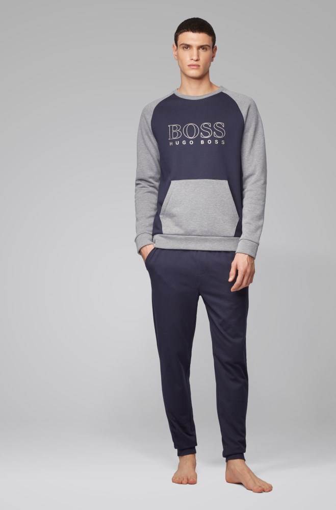 Hugo Boss Regular-fit loungewear sweatshirt Mørke Blå | 57ac6cus