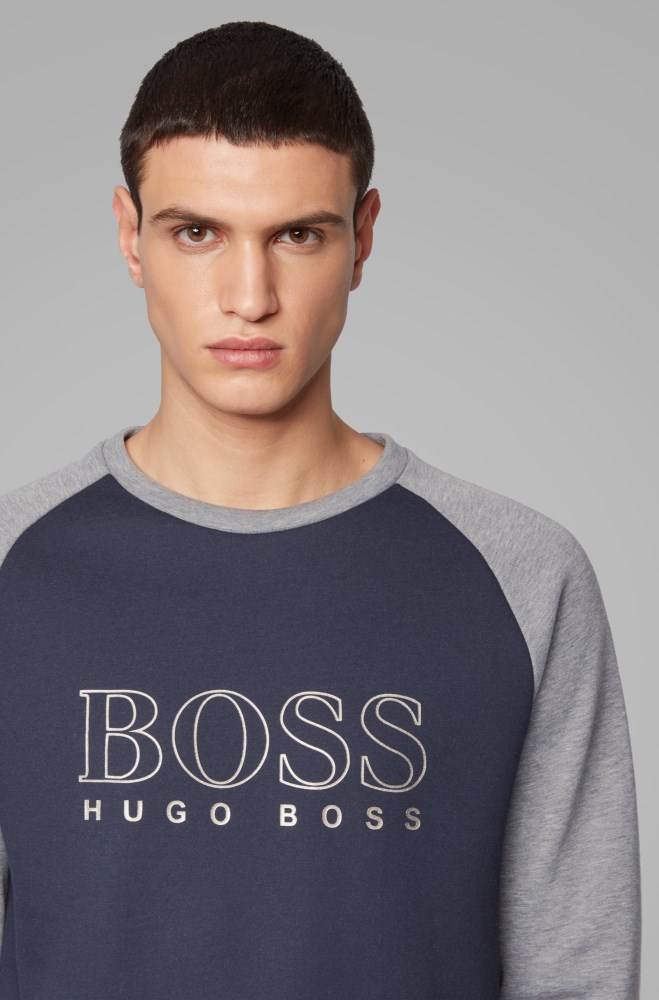 Hugo Boss Regular-fit loungewear sweatshirt Mørke Blå | 57ac6cus