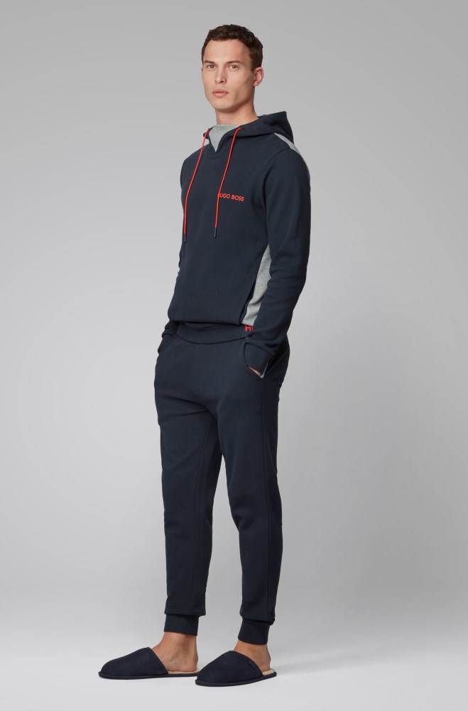 Hugo Boss Regular-fit loungewear sweatshirt Mørke Blå | iwO4DN7Q