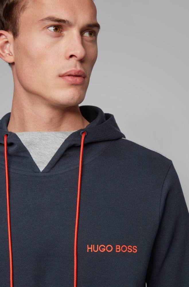 Hugo Boss Regular-fit loungewear sweatshirt Mørke Blå | iwO4DN7Q