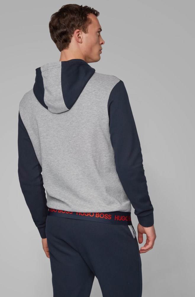 Hugo Boss Regular-fit loungewear sweatshirt Mørke Blå | iwO4DN7Q