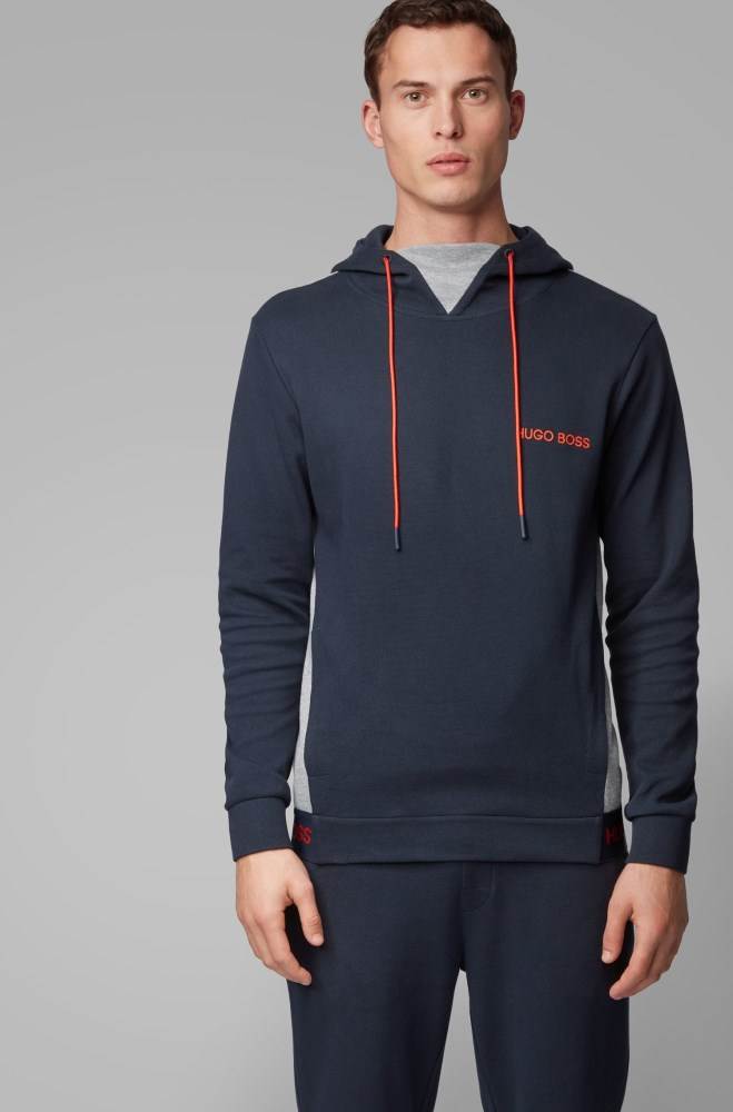 Hugo Boss Regular-fit loungewear sweatshirt Mørke Blå | iwO4DN7Q