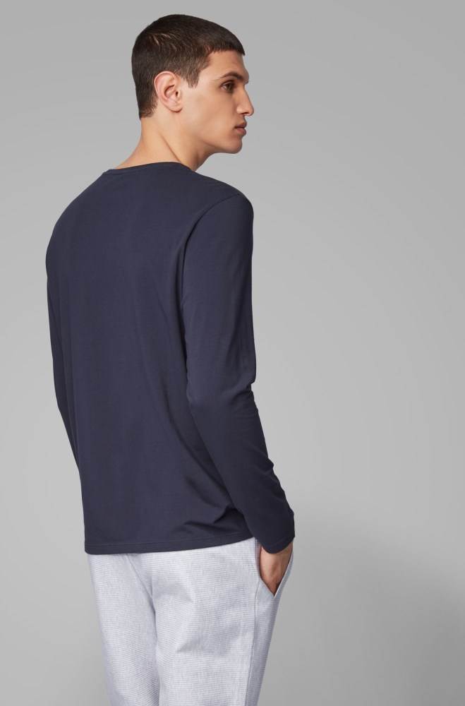 Hugo Boss Regular-fit loungewear top Mørke Blå | zn3f6LEh