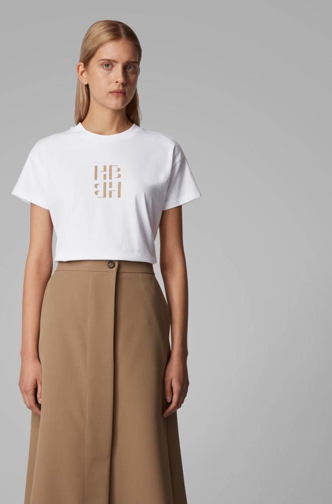 Hugo Boss Regular-fit monogram top Hvite | DdApK1os