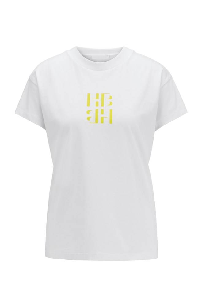 Hugo Boss Regular-fit monogram top Hvite | bbA3t5TT