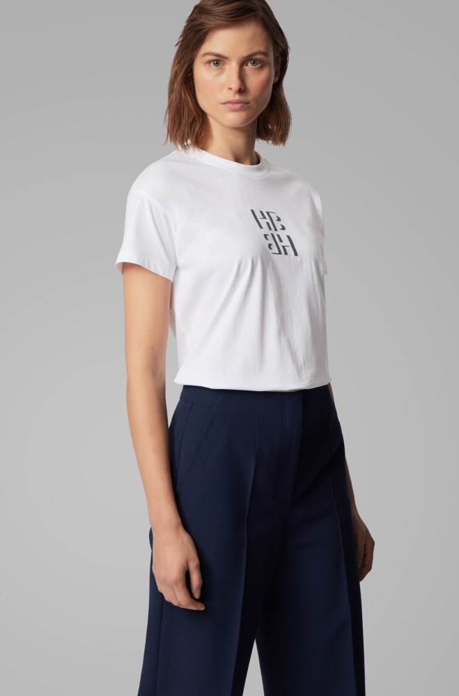 Hugo Boss Regular-fit monogram top Hvite | x4nYhO6T