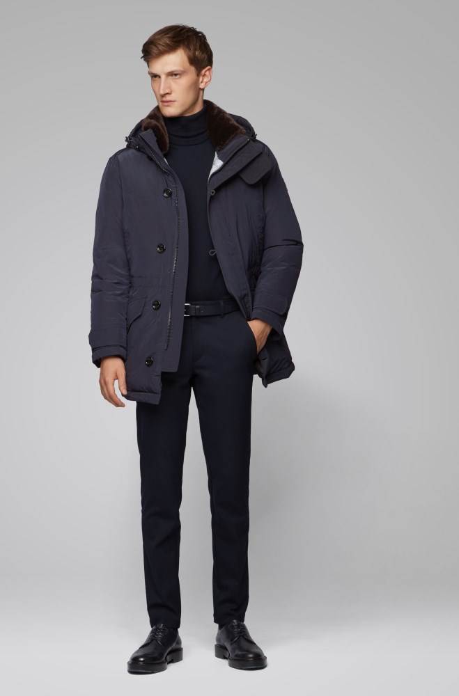 Hugo Boss Regular-fit parka jacket Mørke Blå | 1hUkKCVp