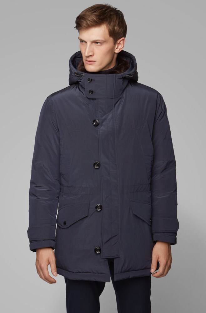 Hugo Boss Regular-fit parka jacket Mørke Blå | 1hUkKCVp