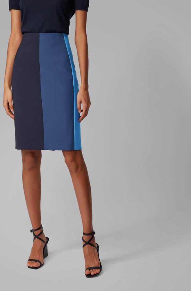 Hugo Boss Regular-fit pencil skirt Blå | jjLXiLQC