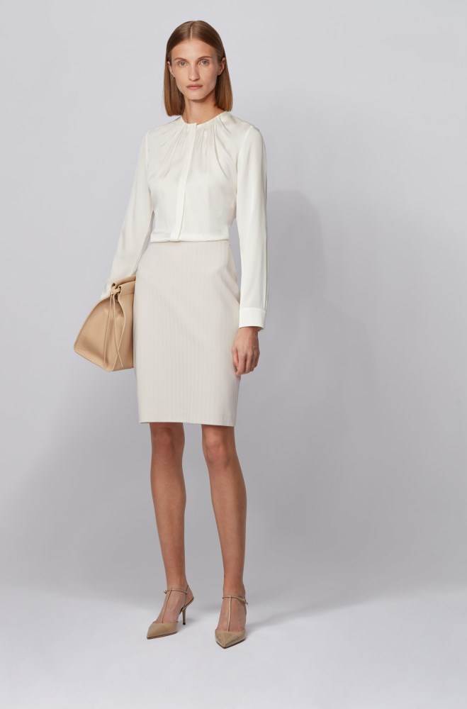 Hugo Boss Regular-fit pencil skirt Hvite | rubOQobD