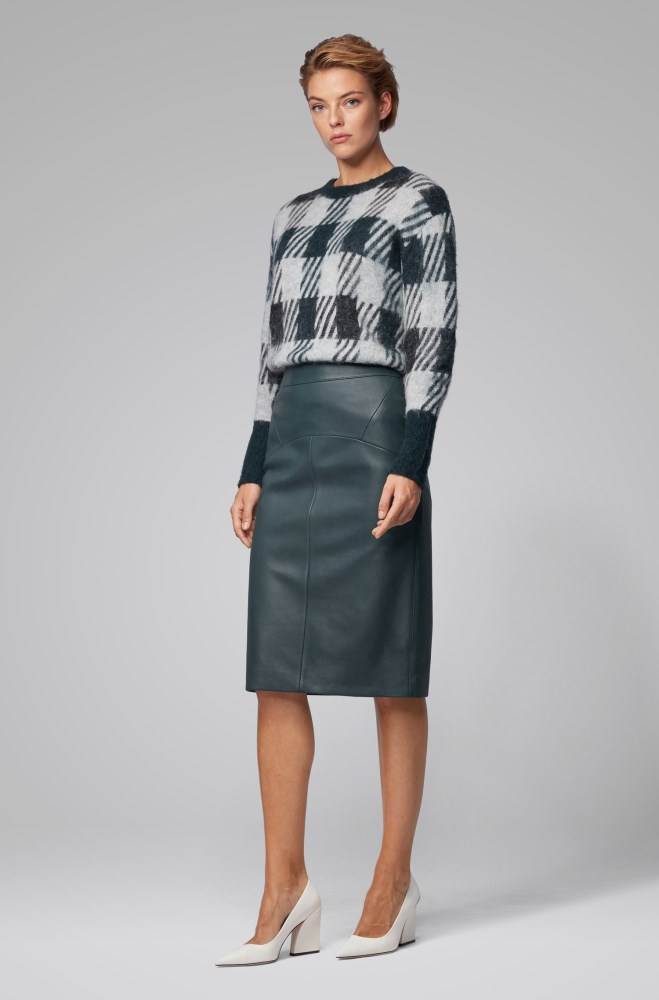 Hugo Boss Regular-fit pencil skirt Mørke Grønn | EXFcwnQZ