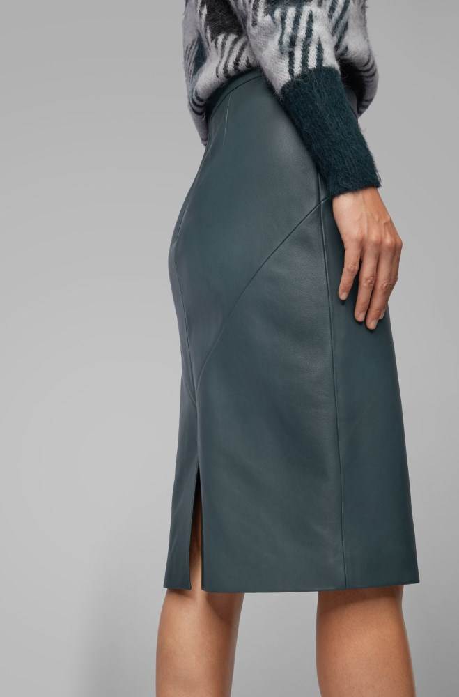 Hugo Boss Regular-fit pencil skirt Mørke Grønn | EXFcwnQZ