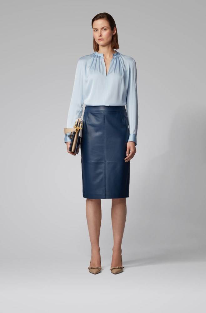 Hugo Boss Regular-fit pencil skirt Mørke Blå | VPOIaGxH